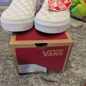 Vans Kids White Checkered Slip-On Sneakers